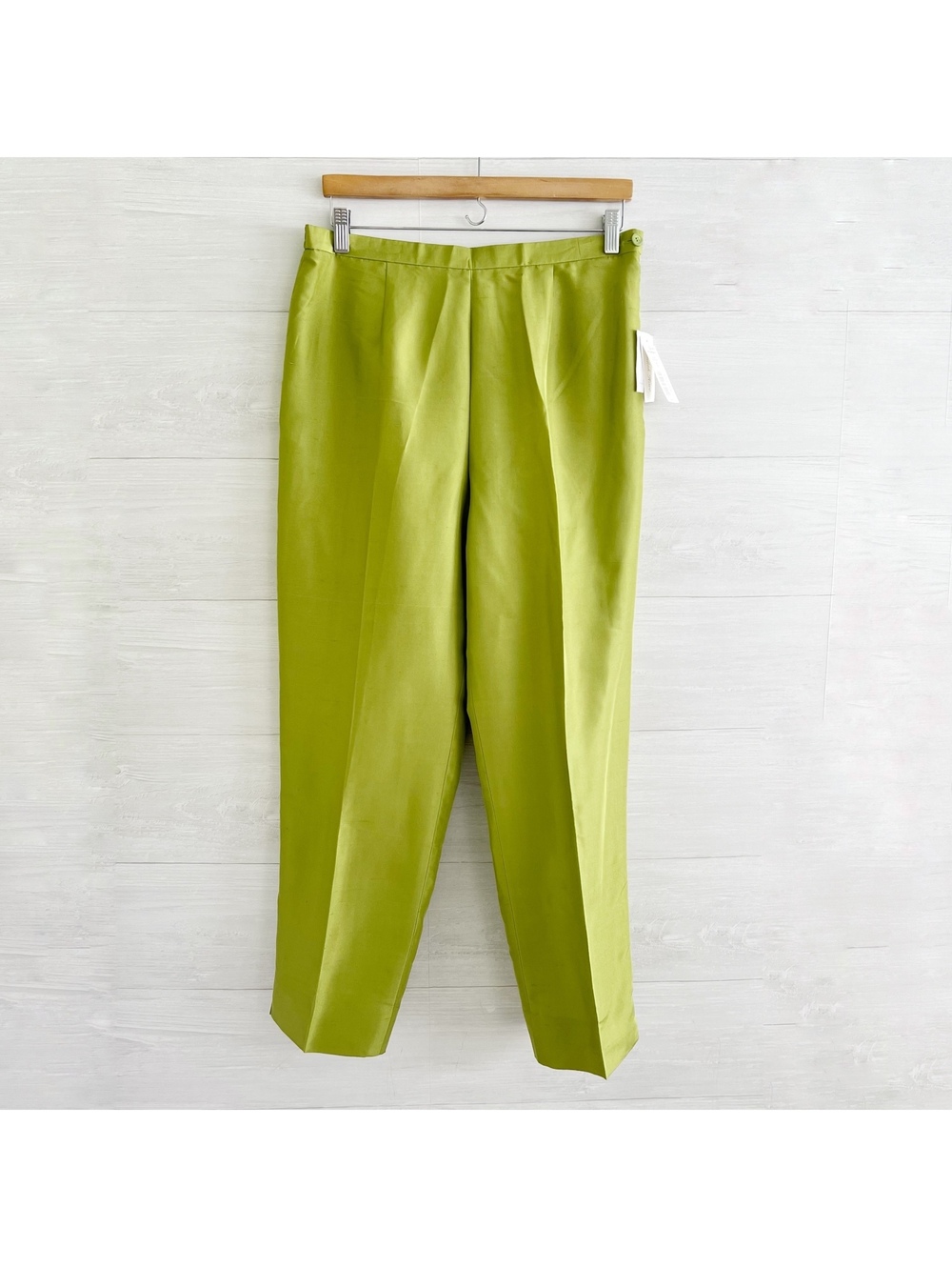 NWT Judith Hart Petites Green 100% Silk Dress Pants 14P Trousers